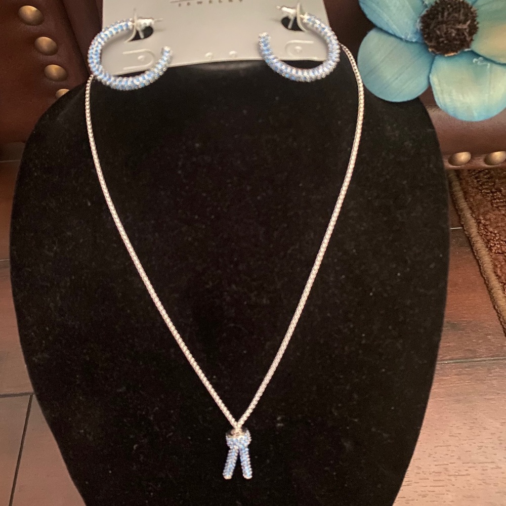 Blue necklace and earring set